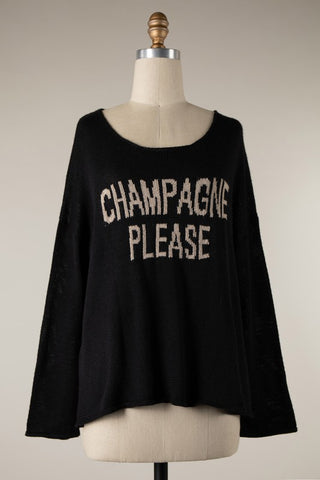 Champagne Please Sweater - Black