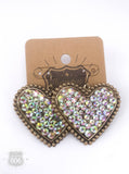 Rhinestone heart earring 806-E287: Fuchsia
