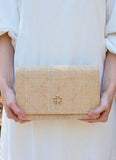 Caroline Hill Bryn Clutch/Crossbody Natural Lattice Tan