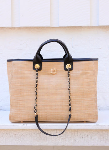 Caroline Hill Melissa Tote Bag Natural Black