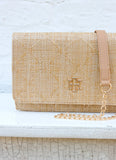 Caroline Hill Bryn Clutch/Crossbody Natural Lattice Tan