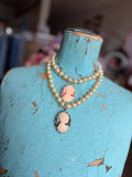 ✨ Vintage Muse Cameo Pearl Necklace
