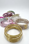 Jelly Tube Glitter Bangle Bracelets Set - 10 colors!