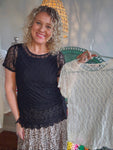 Moonvine Lattice Top - Cream & Black