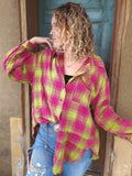 Strawberry Matcha Wanderlight Plaid Overshirt