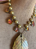 Autumn Rain Clay Leaf Necklace by Gypsy South