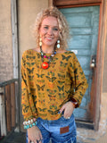 Golden Flutter Oversized Tee — Mustard