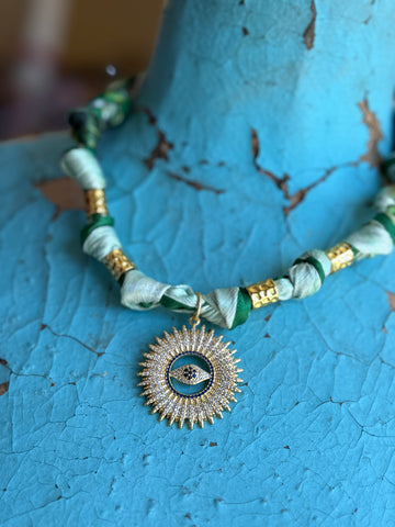 Sunburst Evil Eye Scarf Necklace - Jennifer Thames Originals