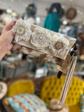 A Rare Bird Clutch Purse Ivory Flowers