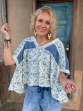 Denim Bloom Boho Top