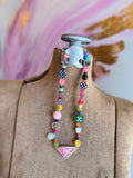 Funky Luxe Necklace by SBC - Dk Pink/Green Dice
