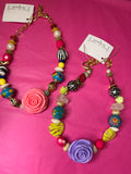 Rosette Riot Hand-Beaded Necklace