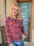 Mauve Flutter Oversized Tee — Dusty Rose