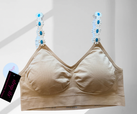 Strap Its Basic Bra - Turq/White Flowers