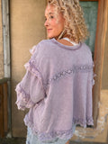 Powder Lavender Lace Ruffle Top