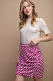 Ruched Mini Skirt with Slit - Pink