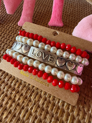 Red Love Bracelet Stack