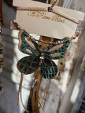 A Rare Bird Leather Butterfly Necklace - Turquoise/Brown