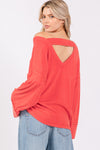 Hot Red Ribbed Oversize Tee