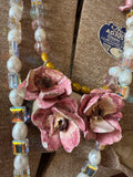 A Rare Bird: Round Top Ceramic Rose Necklace