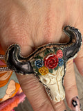 Tibetan Carved Steer Flower Ring