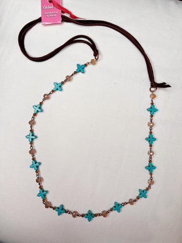 Carol Su Turquoise Cross Necklace