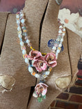 A Rare Bird: Round Top Ceramic Rose Necklace