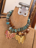 Chromatic Butterfly Acrylic Necklace - Teal or Brown