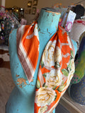 A Rare Bird Wild Rag - Orange w Ivory Roses