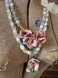 A Rare Bird: Round Top Ceramic Rose Necklace