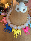 Wild Horse Bubble Necklace by Jennifer Thames Originals -Iridescent/5 horses