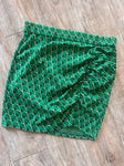 Ruched Mini Skirt with Slit - Green
