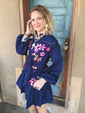 Navy Garden Appliqué Dress