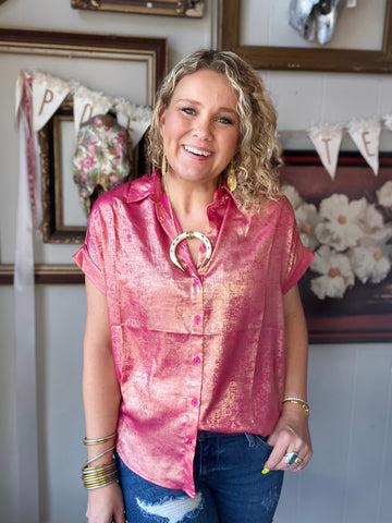 Glam Girlie Button Down Blouse