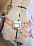 Handcrafted Leather Belt - Tan with rectangular buckle