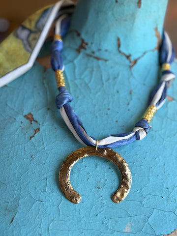 Ocean Crescent Scarf Necklace - Jennifer Thames Originals