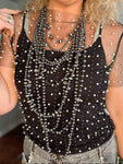Black Embellished Pearl/Crystal Tee
