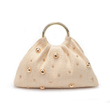 Harper Studded Straw Clutch/Evening Bag