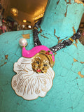 Pink Hat Santa Bandana Scarf Necklace Jennifer Thames