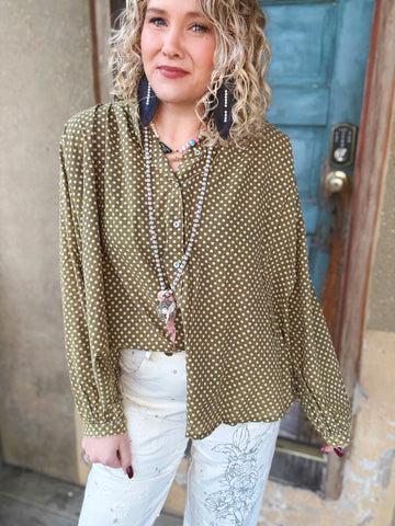 Jaded Gypsy “Sweet Nothings” Top - Olive