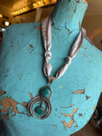 Authentic Turquoise Squash Blossom on Ivory Twilly