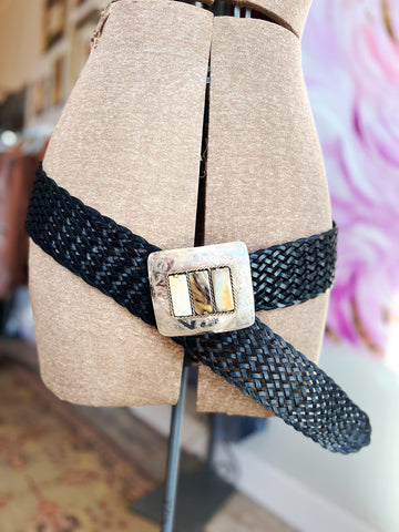 Handcrafted Belt - Black with Rectangle buckle