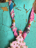 Pink Pearl Christmas Tree Scarf Necklace