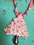 Pink Pearl Christmas Tree Scarf Necklace