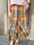 Golden Hour Plaid Midi Skirt
