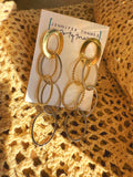 Mixed Metal Oval Link Drop Earrings