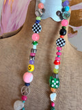 Funky Luxe Necklace by SBC - Dk Pink/Green Dice