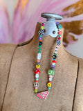 Funky Luxe Necklace by SBC - Dk Pink/Lime Dice