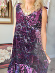 A Rare Bird Magenta Burnout Velvet Dress