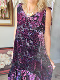 A Rare Bird Magenta Burnout Velvet Dress